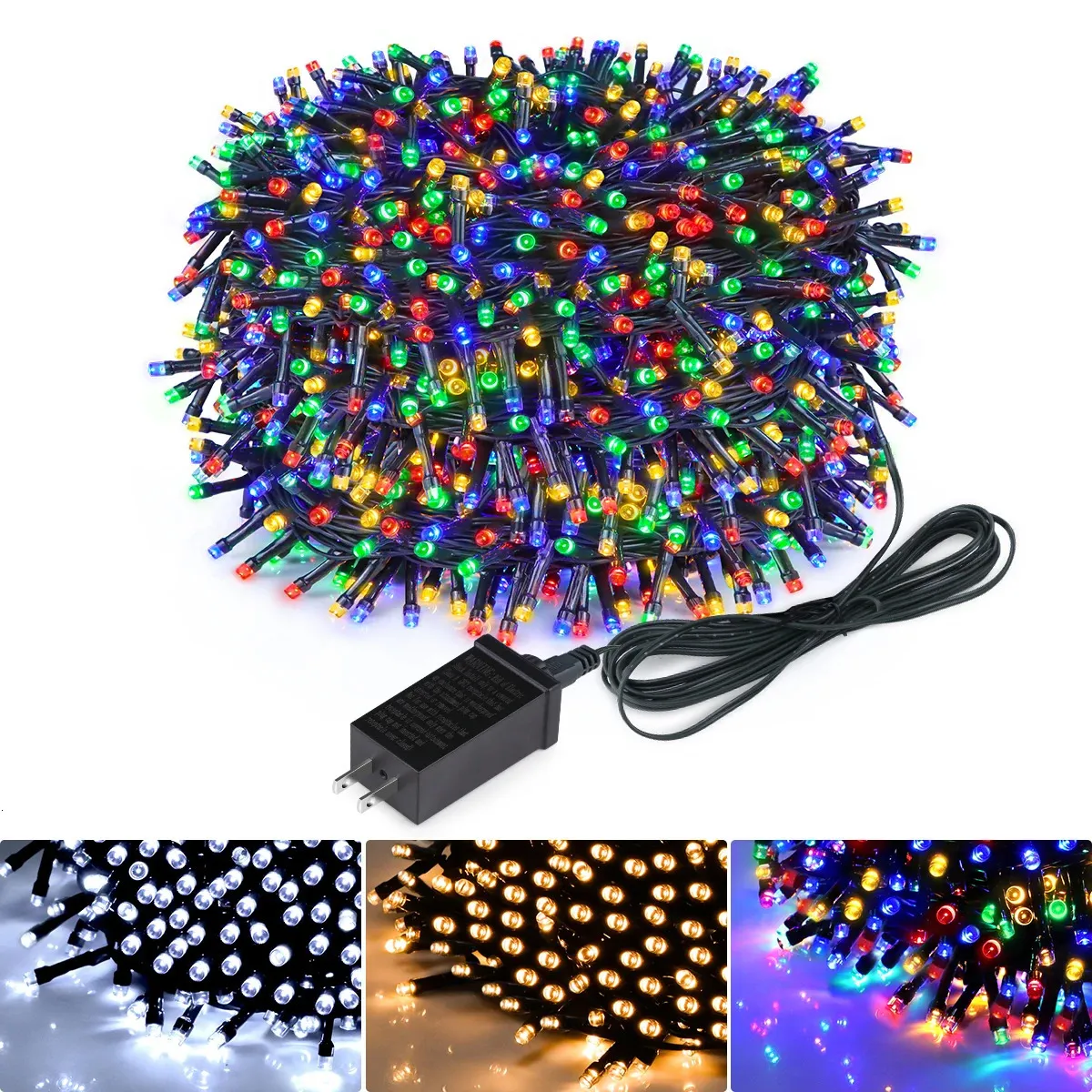 10m-100m LED Light String Street Garland Fairy Light 110V 220V Imperproof Outdoor Garden Party Mariage Décoration de Noël Lampe 240423