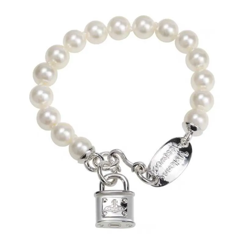 Merk Westwood Pearl Lock Bracelet Vrouwelijke punkstijl Emaille Saturn Tridimensional Small Commuter