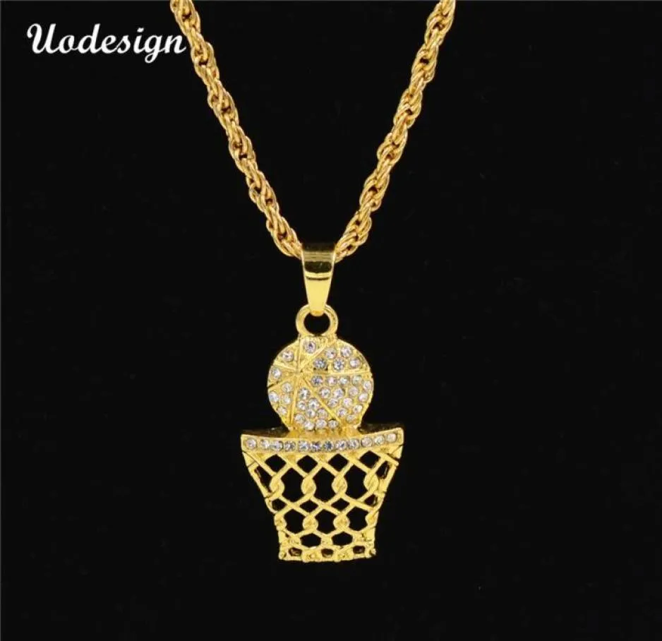 Entièrement 70 cm de long Nouveau basket-ball et panier Charmes Collier pendentif Collier Gold Chains pour hommes Hiphop Bling Bling Gift Box27519983302