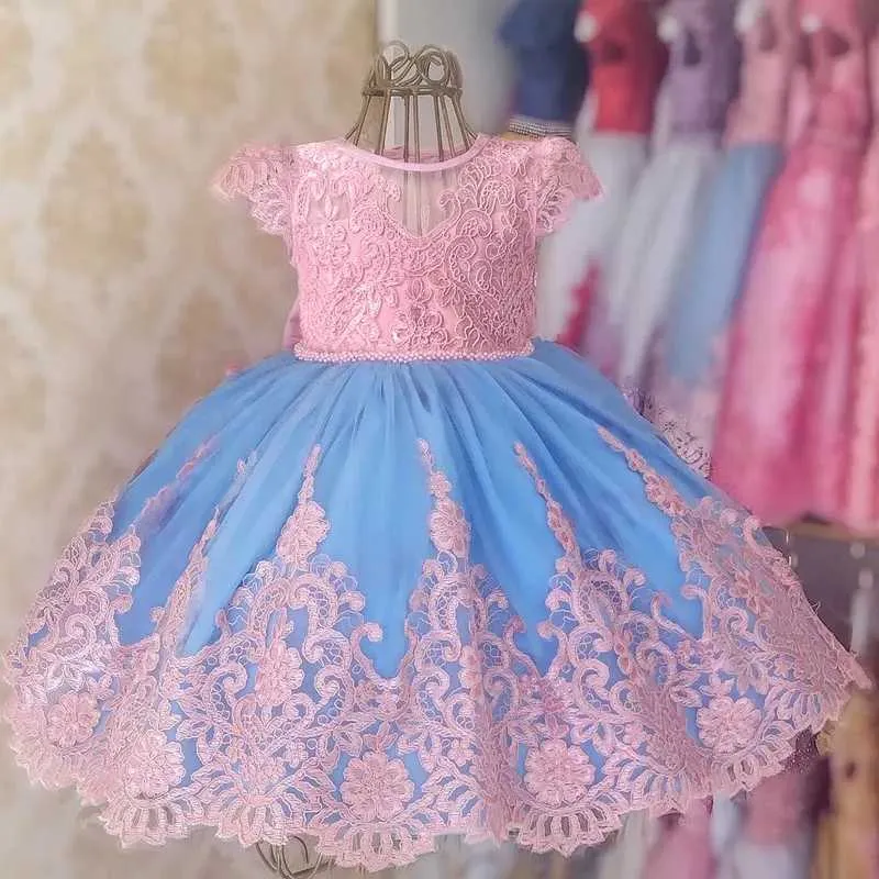 Mädchenkleider Mädchen Geburtstag Prinzessin Kleid Baby Stickerei Spitze Vintage Luxuskleid für Mädchen 1-5 Jahre Hochzeitskleid Kinder formelle Gala-Kleid