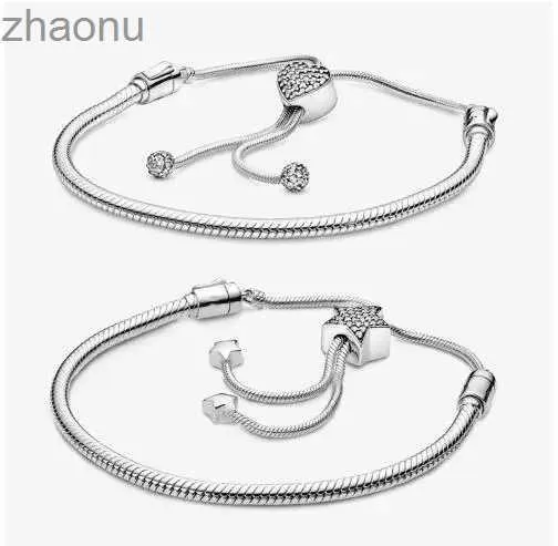 Chain 925 sterling silver time heart-shaped buckle star snake chain slider Ms. Pan jewelry gift XW