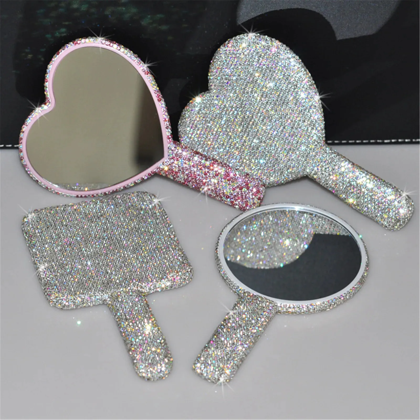Makeuvré pour femmes miroir compact collant diamant manuel absence abse