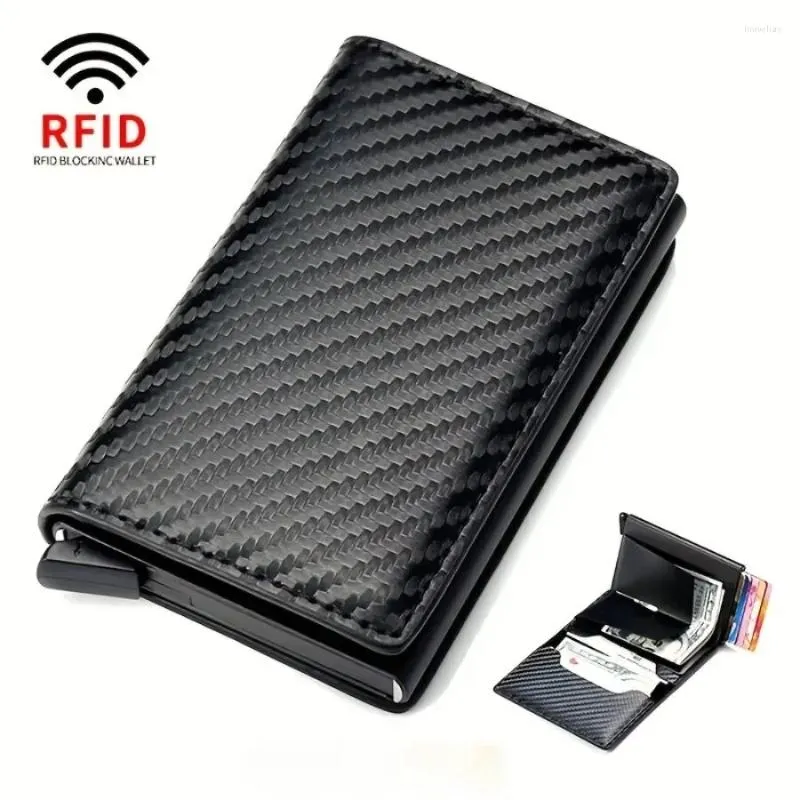Stume da stoccaggio anti-TOSTRO RFID Portafoglio portafoglio in alluminio Box banco Portafogli in pelle PU con moneta clip card