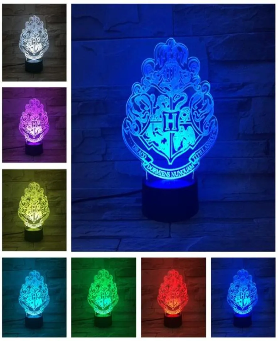 2019 Ny 3D Magical School Witchcraft 7 Color Change Night Light Table Art Home Bild Sovrum Sleeping Decor Xmas Gift9767037