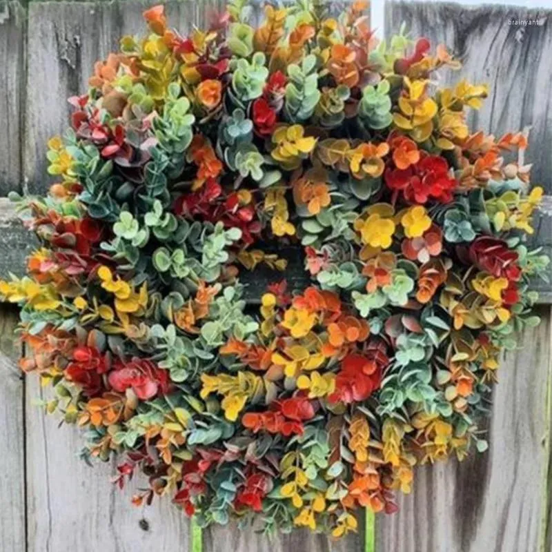 Fleurs décoratives 30/45 cm d'automne Eucalyptus Couronne d'automne décoration artificielle avec feuilles porte suspendue décor de guirlande