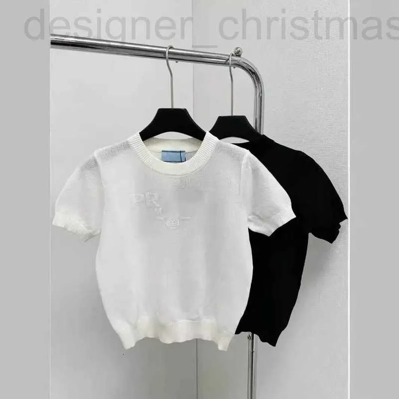 Kvinnors stickor Tees Designer 2024 Summer White Sticked Short Sleeve Loose Round Neck High End Celebrity Top Pullover For Women YPCU