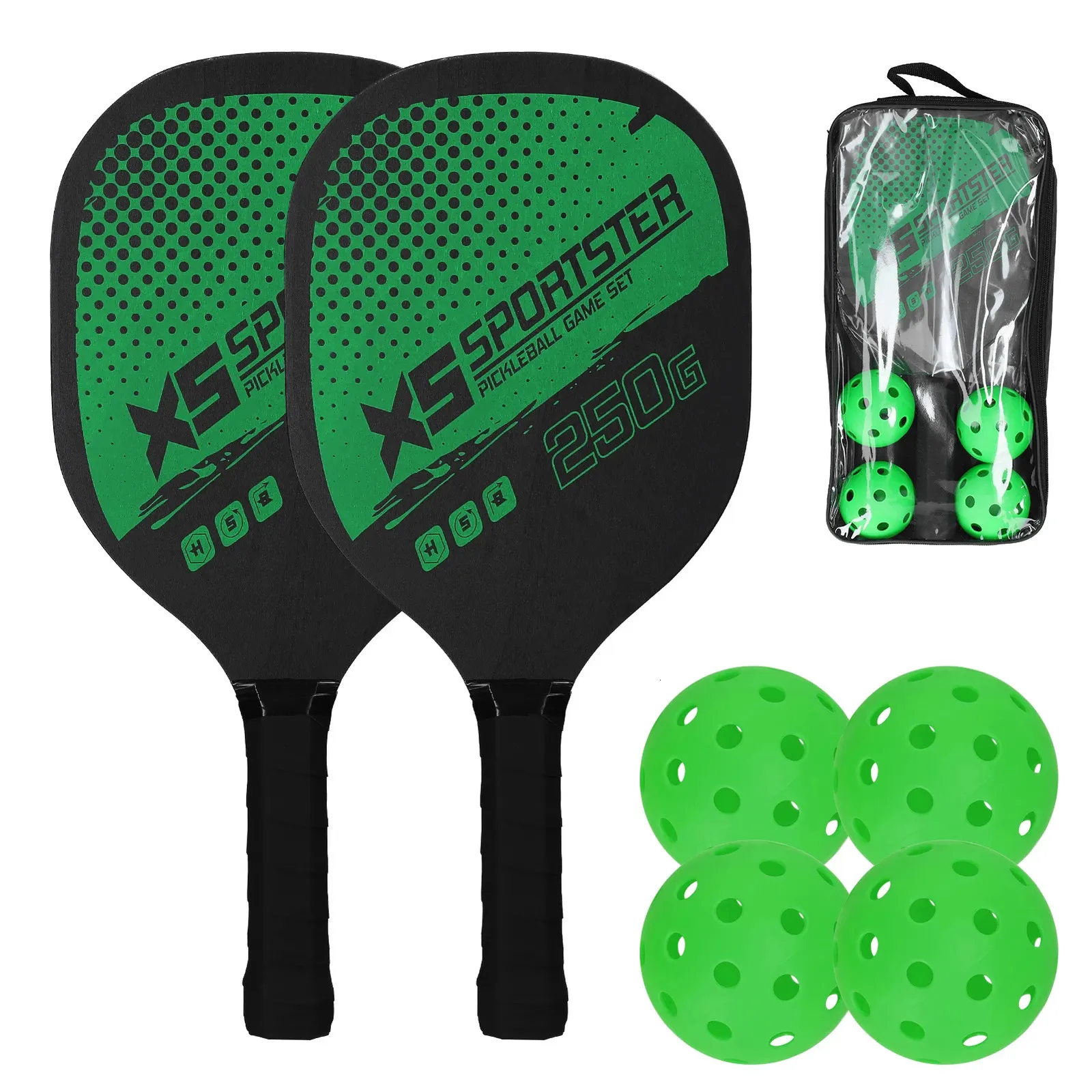 Pickleball-rackets set pickleball paddle set van 2 rackets en 4 pickleballs ballen augurk-ball racquet w balls sport accessoire 240506