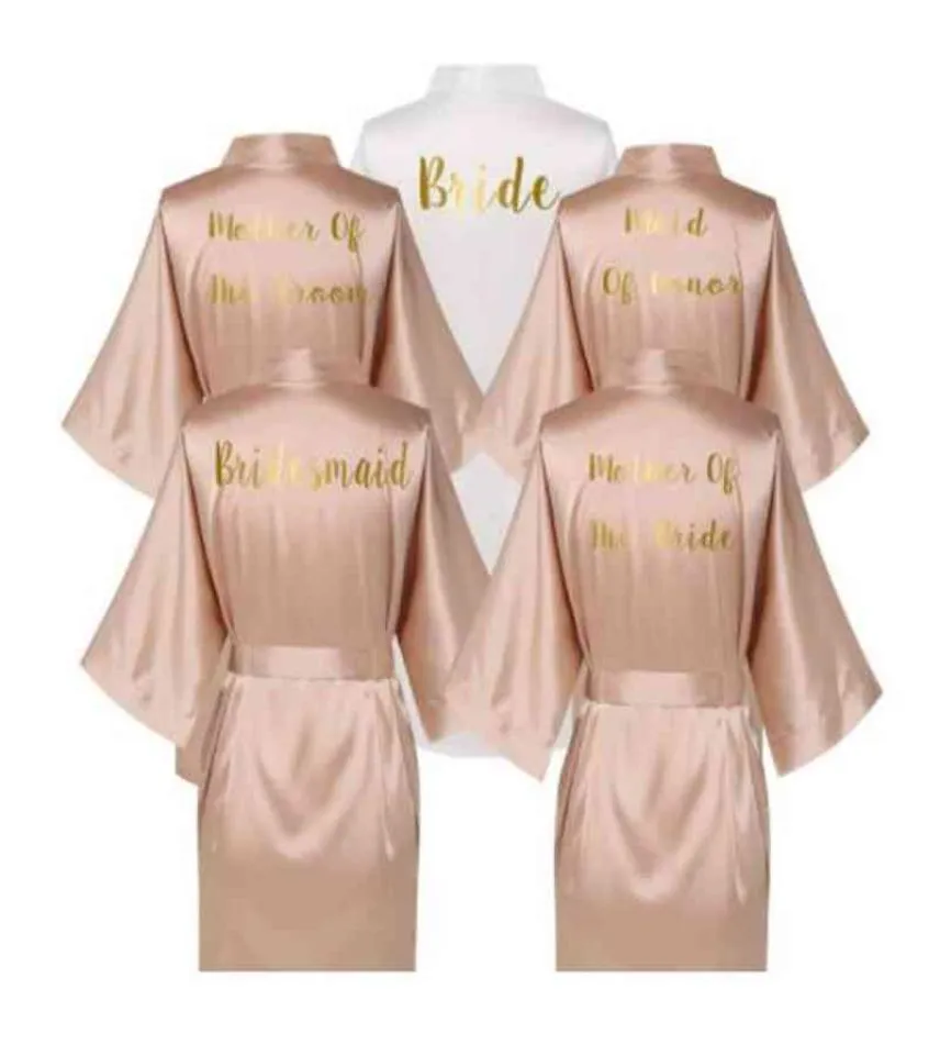 Rose Gold Satin Silk Bruid Robe bruiloft gewaad bruidsmeisje bruid kleedjurk bruidsmeisje gewaden1908598