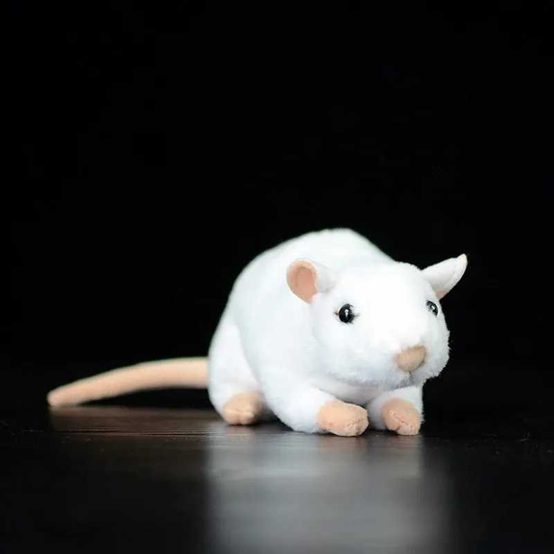 Extra Soft Real Life White Rat Plush Toys Realistic Mouse Stuffed Farm Animals Toy Pet Mice Gifts Educational Toys For Kids 240507