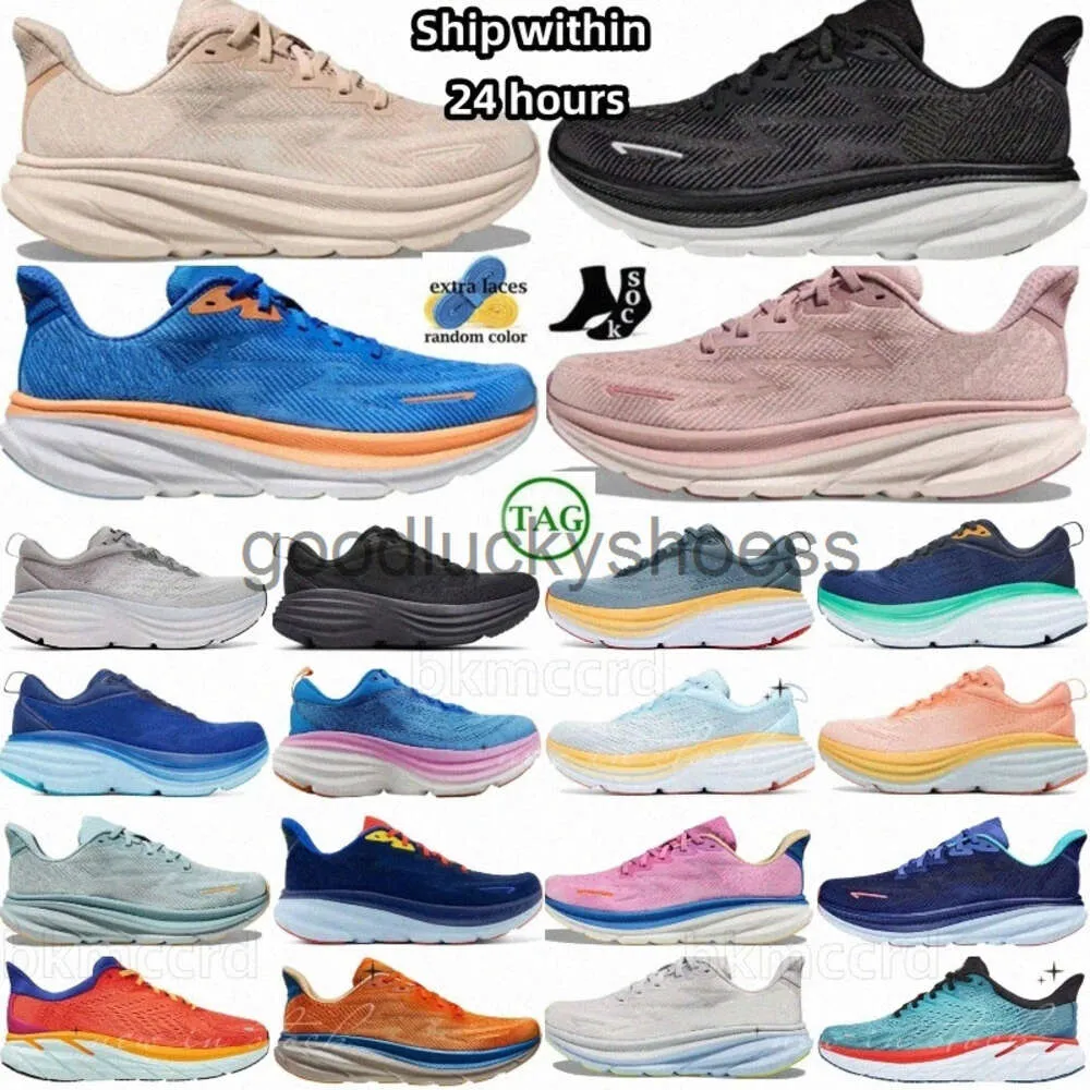 2024 met originele logo hardloopschoenen trainers Clifton 9 Bondi 8 GTX Peach Whip Triple Black White Harbor Mist Airy Blue Sweet Real Picture Running Shoes US6-11