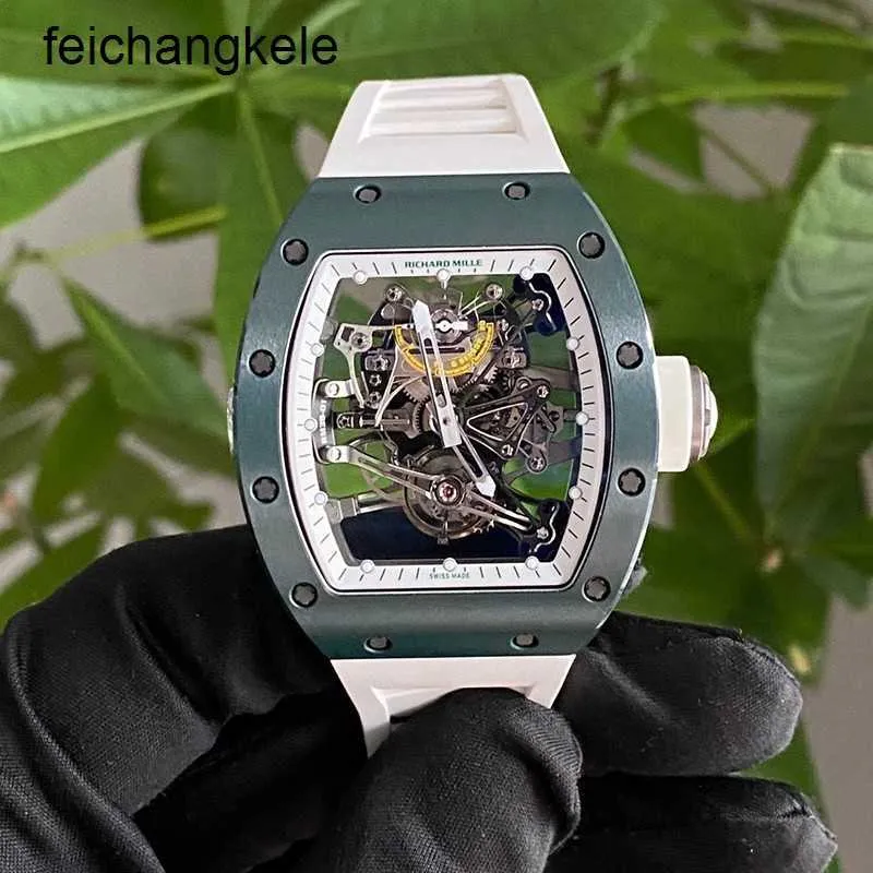 Limited Edition Dark Green Ceramic Watch Rare Manual Mechanical Rm3801 Tourbillon