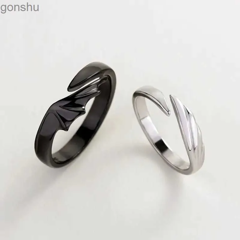 Anelli di coppia Wannee Vendita calda Ring di ottone creativo semplice geometrico Diavolo Ali diavolo Coppia di anelli di apertura per donne uomini gioielli WX