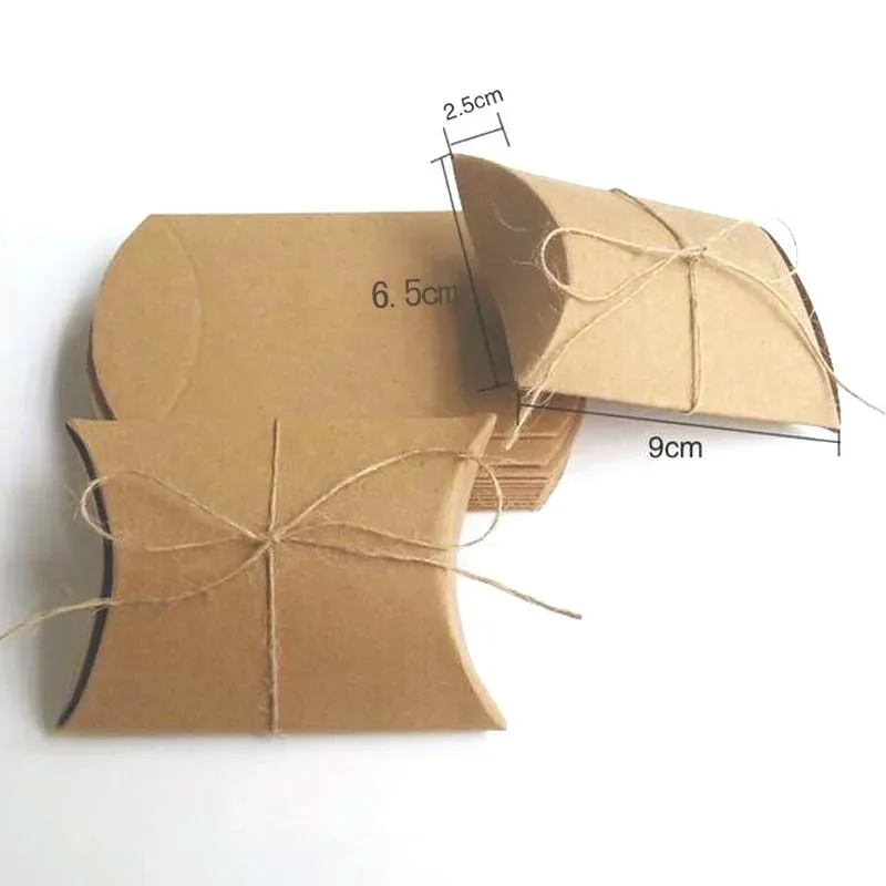 Kraft Paper Pillow Gift Wrap Favor Box Wedding Party Favour Boxes Baby Shower Gifts Card Package