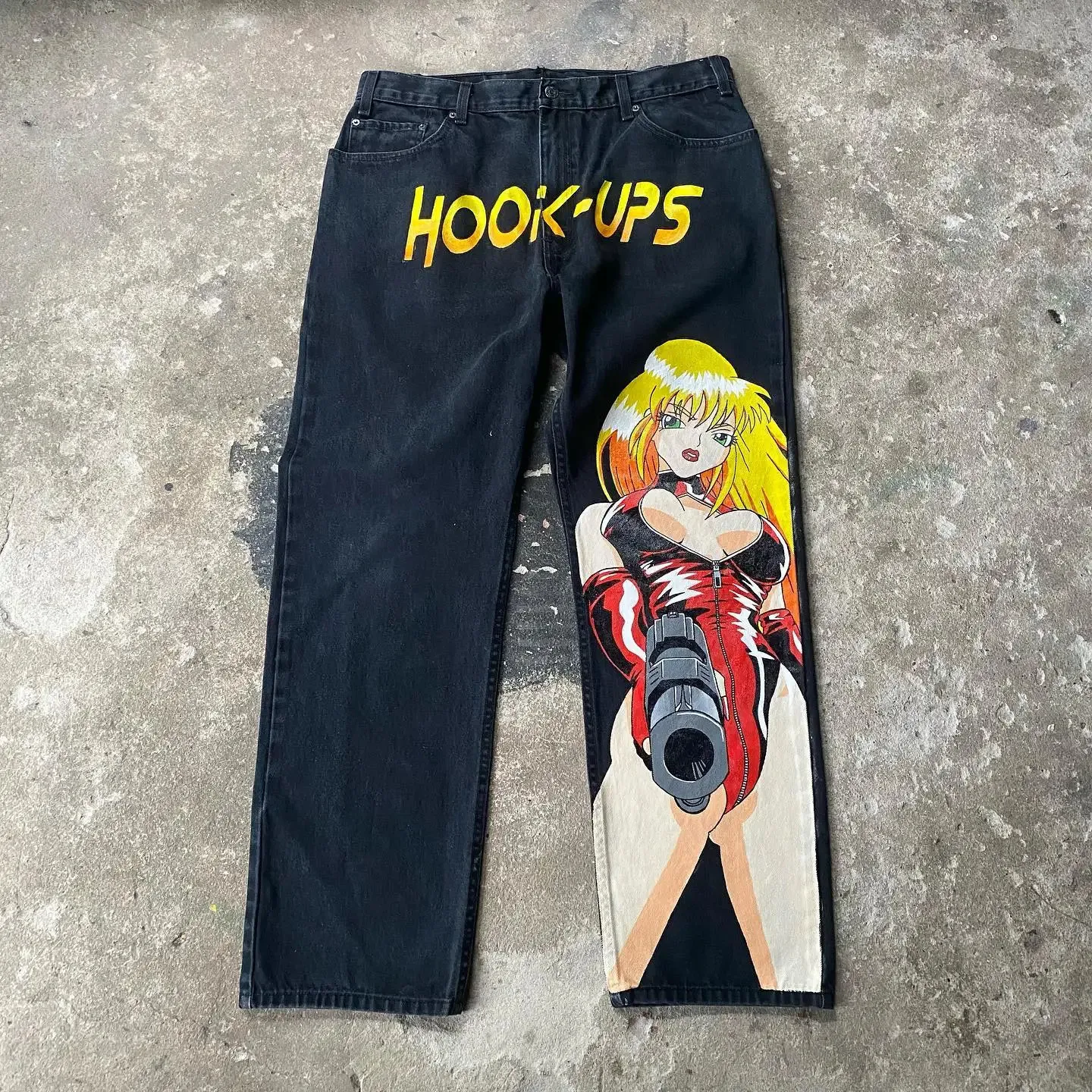 Harajuku Girl Anime Graphic Baggy Anime Jeans Mens Denim Y2K Harajuku Girl Anime Graphic Baggy Anime Jeans Mens Denim Y2K