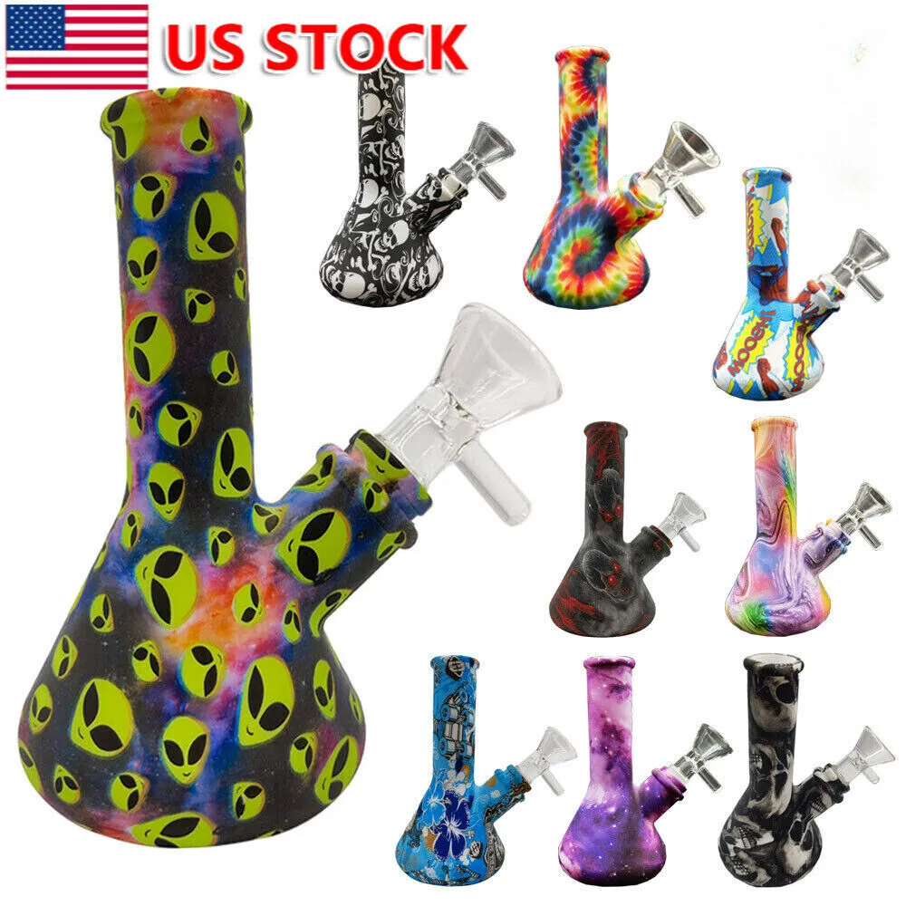 5 inch siliconen bong blinde doos roken waterpijp waterpijp bong shisha bubbler + 14 mm glazen kom