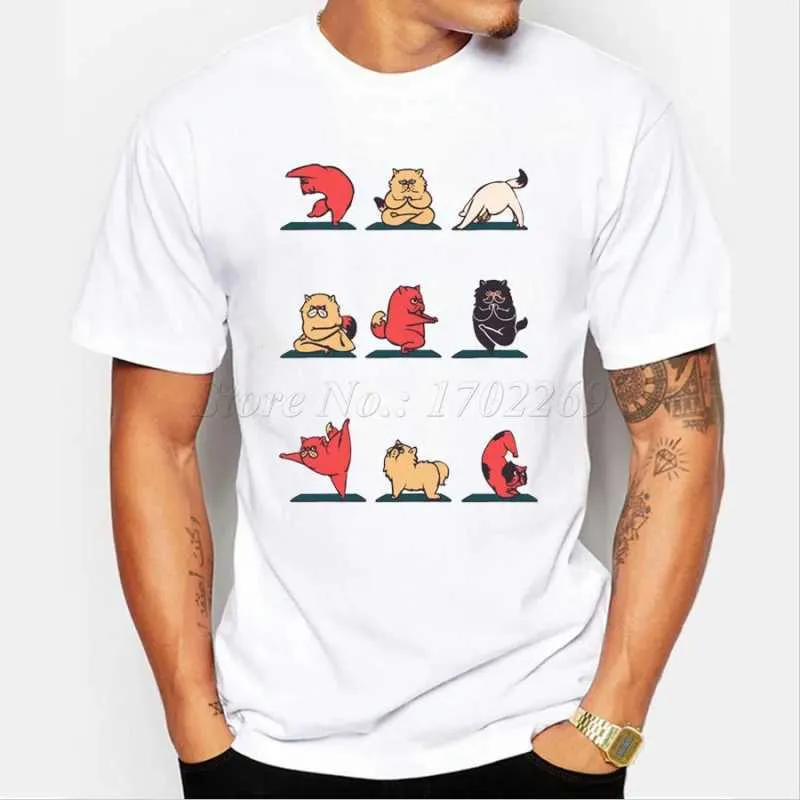 Męskie T-shirty zwierzę Zwierzęta Zabawna design mężczyzn T-shirt Pomeranian/Cat/Soth/Elephant/English Bulldog/Pug Hipster Cool Male Tops/T Y240509