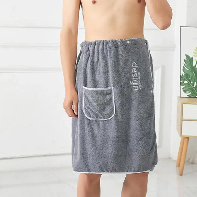 Serviette douce absorbant hommes bain sec enveloppe pour hommes secs avec une poche de boucle séchée pour gymnase Spa Sauna douche