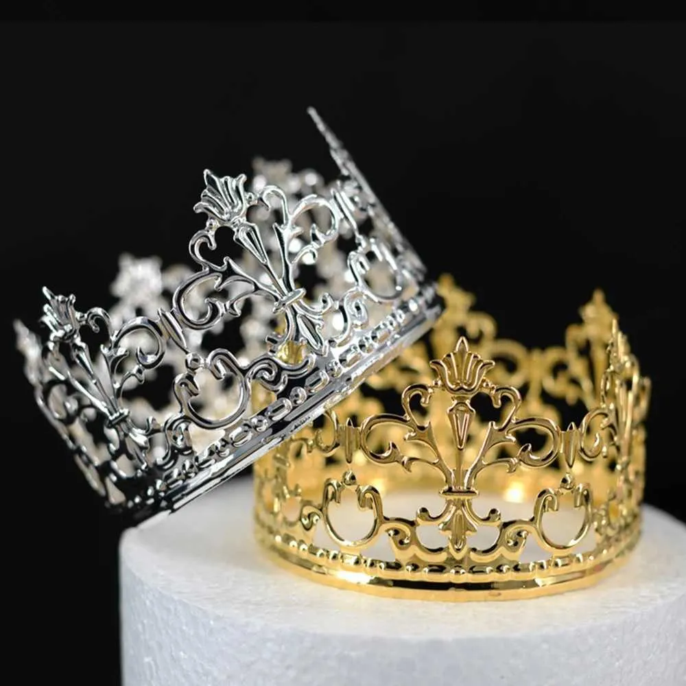 Chinese stijlproducten Metaal Ronde Crown Cake Topper Rhinestone Hair Crown Cupcakes Baking Decoraties voor verjaardagsfeestje Wedding Bridal Tiara Hoofdkleding