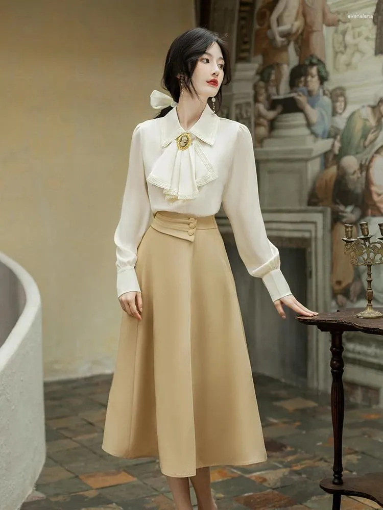 casual dress blouse and skirt H&M White Flared Skirt + Blush Blouse