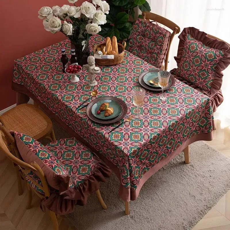 Tala de mesa de mesa estilo europeu Splicing tow towleth Toleta de mesa Planta Tapa de veludo de veludo Tampa de mesa de decoração de decoração de casa tapete de chá retângulo