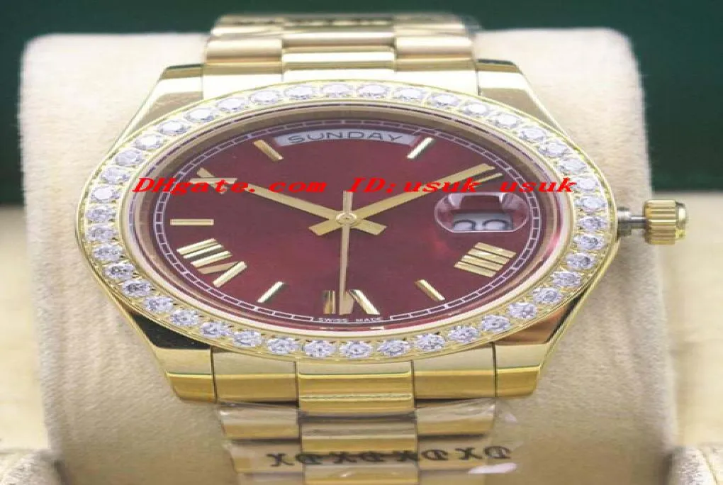 Luxus Uhren Herren Gold Rome Red Dial Diamond 118348 Watch Chest 41mm Automatische Modemarke Men039s Uhren WACKWATCH7125402