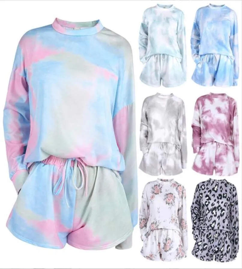 Tiedye payamas geprinte longsleeve pyjama's sets mode tracksak suit pak twopeage nachtkleding slaapkleding set nachthemd thuiskleding pak3643085