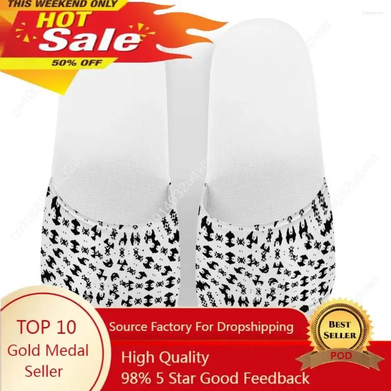 Slippers Men Custom Pattern Black And White Summer Fashion Slide Sandals Outdoor Non-slip Beach Shoes Platform Flip Flops