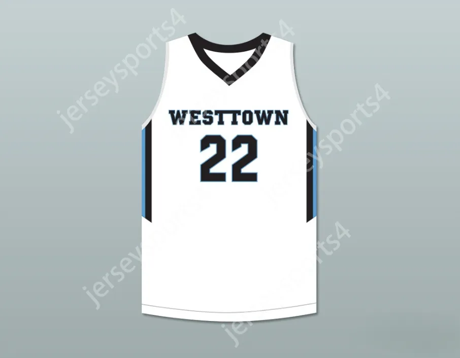 Custom mens Youth / Kids Cam Reddish 22 Westtown School Moose White Basketball Jersey 2 Top cousé S-6XL