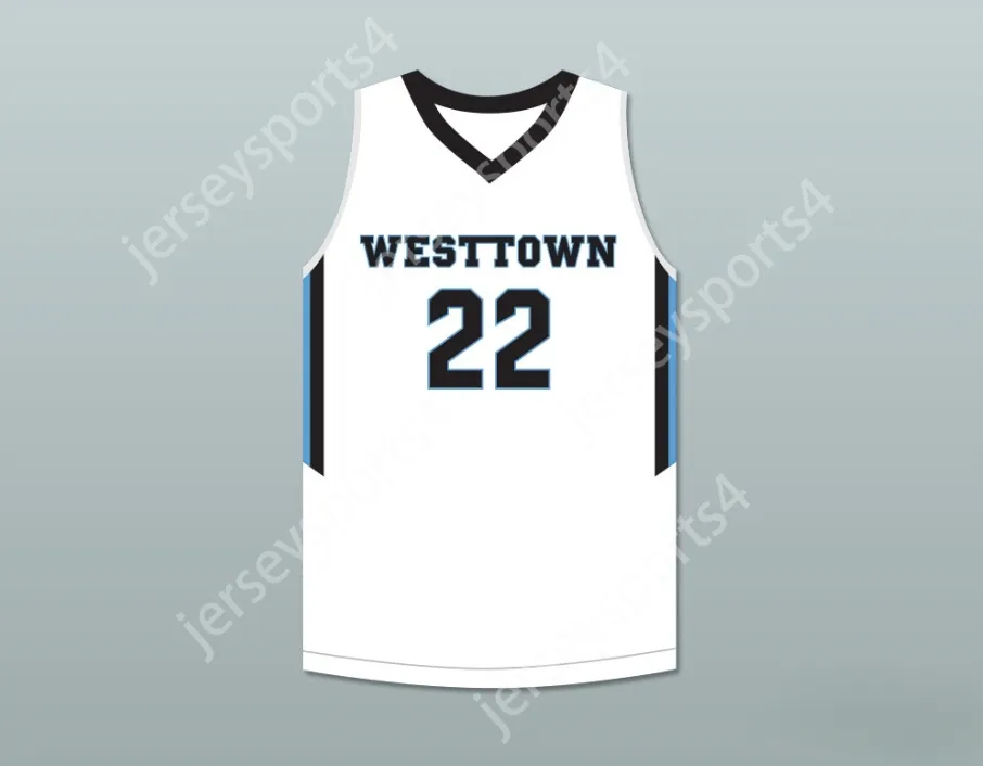 Пользовательская мужская молодежь/дети Cam Reddish 22 Westtown School School Moose White Basketball Jersey 2 Лучшие сшитые S-6xl