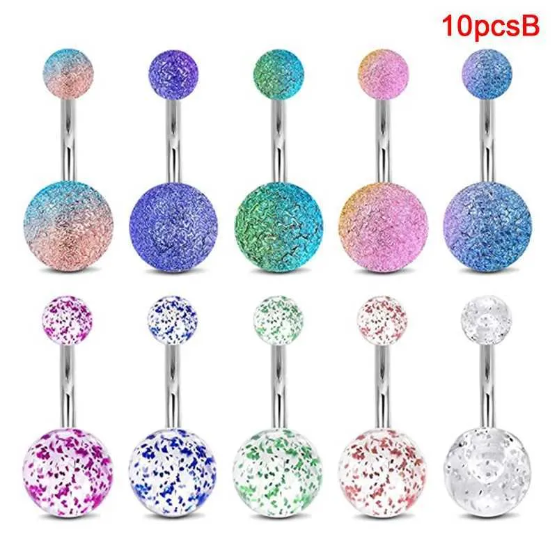 Z7QQ Pierścienie pępka 5/10/12/16pc/zestaw Śliczny Dangle Belly Ring Pack 14G Puszczenie Kiełki Seksowne pierścień brzucha Pierścień Pierścień Pierścień Binegy D240509