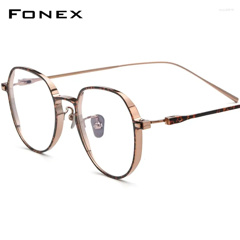 Lunettes de soleil Frames Fonex Pure Titanium Lunes FaSses Men 2024 Fashion Retro Square Eyeglass Women Eyewear F8316