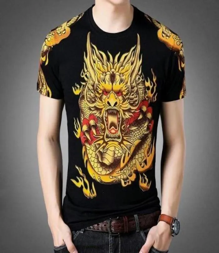 MEN039S T -Shirts 2021 Übergroße T -Shirt -Männer Chinesische Drache 3D für Jungen schwarzer Sommer Kurzarm 4324589