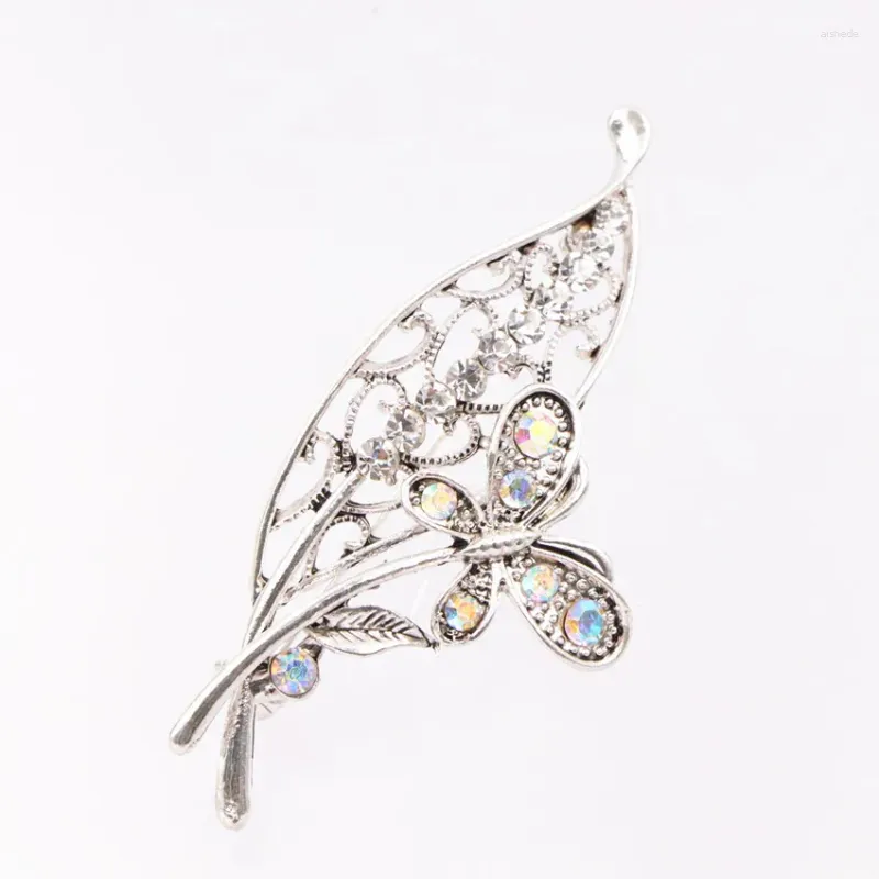 Brosches Vintage Style Silver Color Pin and Broch for Women Collar Pins Badge Flower Rhinestone Antique Breastpin Jewelry A648