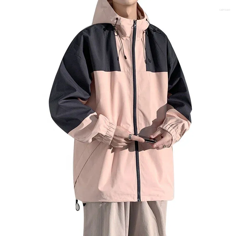 Giacche da uomo giacca primaverili esterni in stile americano cuciture di fascia alta con cerniera casual con cappuccio da lavoro con cappuccio da lavoro con cappuccio
