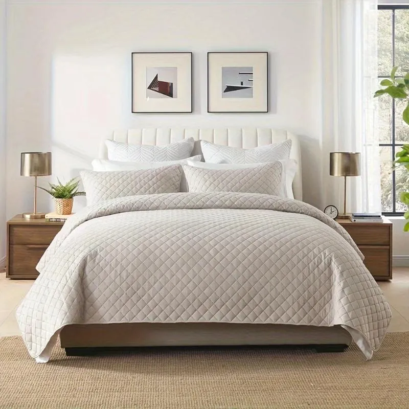 寝具セットリバーシブルベッドスプレッドキルトキングサイズ3ピース柔らかい軽量カバーレット掛け布団ベッドスプレッドすべての季節