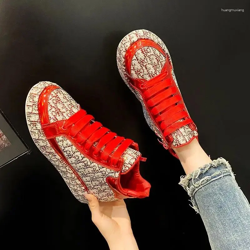 Scarpe casual femmina primavera e autunno strass di sola sportiva ad alto contenuto di suole piene di diamanti