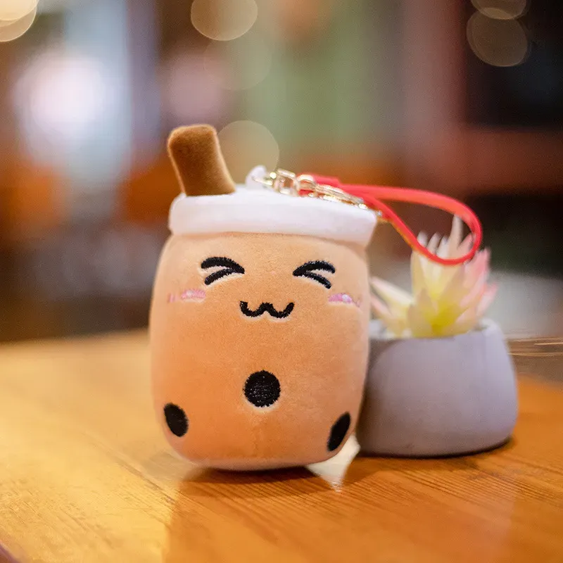 Cute Bubble Tea Keychain Soft Plush Toy Pendant Stuffed Boba Doll Kawaii Backpack Bag Decor Birthday Gifts for Girls Kids 10cm
