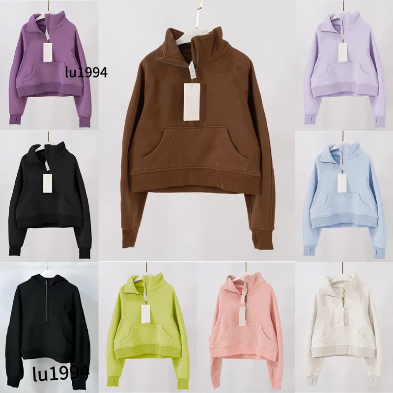 2024 yoga hoodie scuba winter womens hoodies wear half zipper design womens fashion all zippers hoodie sweater sports long sleeve zip up sweatshirt