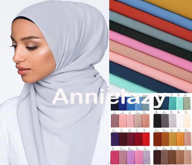 10 pccslot bolle semplice chiffon hijab sciarf women musulmani morbidi scialli lunghi e avvolgono le sciarpe testa foulard femme turbanet bandanas1381820