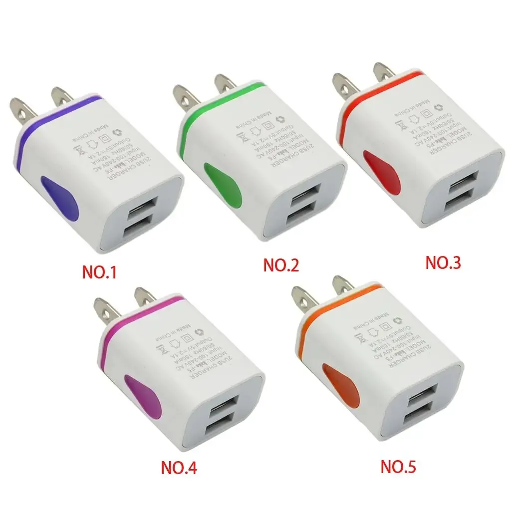 USB -väggladdare för Samsung Xiaomi Dual Port 2A Output Travel Plug Power Adapter Kompatibel för telefon EU -kontaktplugg