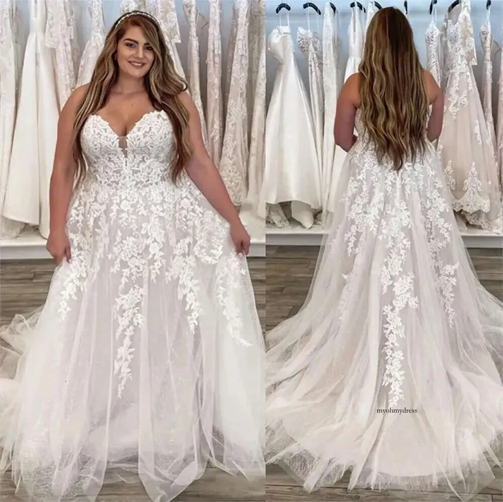 vow renewal dress beach plus size Floral Beach Plus Size Casual A-Line Boho Lace Maxi Wedding Dress with  Plunging Neckline and Empire Waist