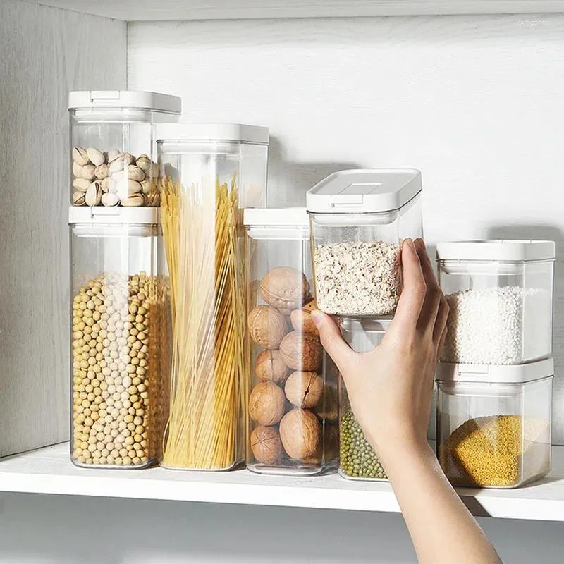 Storage Bottles Food Sealed Containers Plastic Box Kitchen Organizers Home Accessories Household Transparent Grain Milk Powder Tank