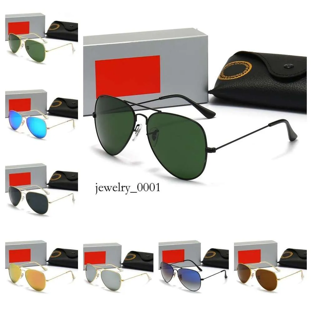 Wysokiej jakości Ray Men Women Glass Lens Okulary przeciwsłoneczne Vintage Pilot Aviator Wayfarer Brand Sun Glasses Band Uv400 Bans Ben z pudełkiem i skrzynką 3025 3026 1343