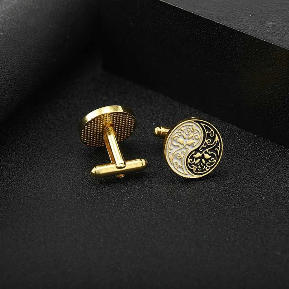 BUFF LINKS GOLDEN TAJ BUFFLINKS RETRO PROTRO BAIL NO NOT YIN YANG CILVIDAS FRANCESSAS DE CUFFLINKS DE CONJUNTO DE CASAMENTO Q240508