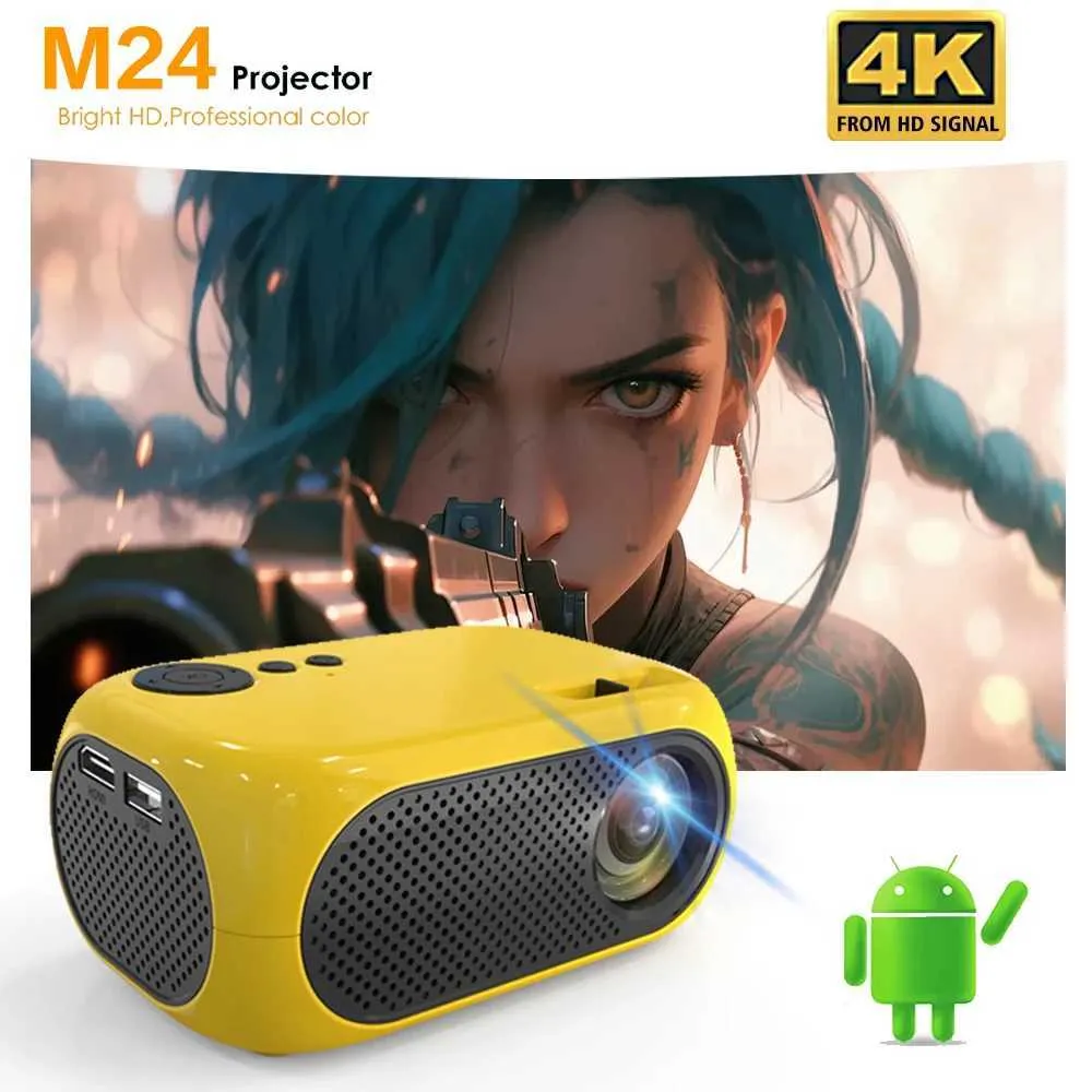 Projecteurs M24 Mini 4K HD LED Projecteur Android 11.0 Auto Focus Bluetooth WiFi 6.0 BT5.0 1920 * 1080p Home Theatre Outdoor Portable Projecteur J0509