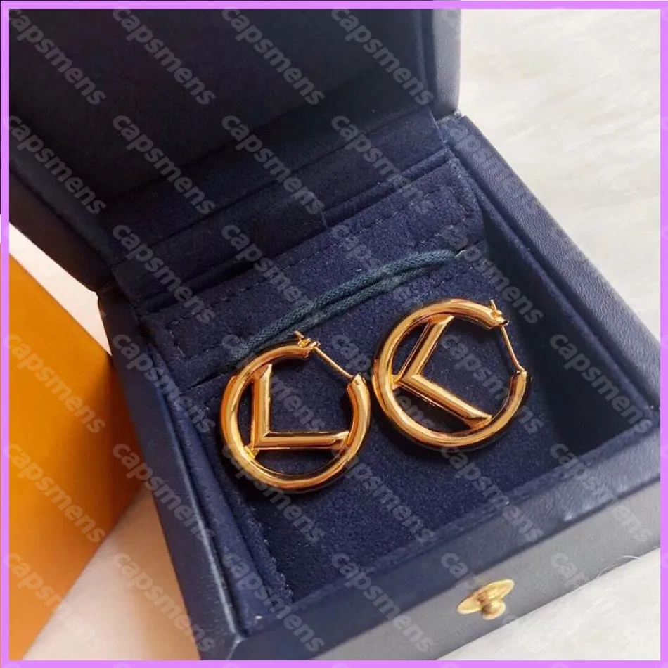 Women Earring Designer Earrings Luxurys Designers Jewelry Gold Color Fashion Letter F Round Earrings Street Party Wedding Gift Mens D21 272E