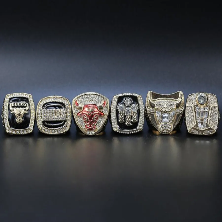 Les fans collectionnent Chicago 6 Champion de basket-ball Ring Set Boutique Replica 281n