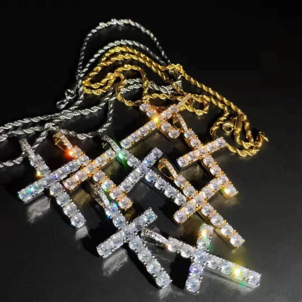 men's lady cross necklace Pendants Cuban chain top Solid large cross pendant with micro-set zircon personality trendy men's h 260k