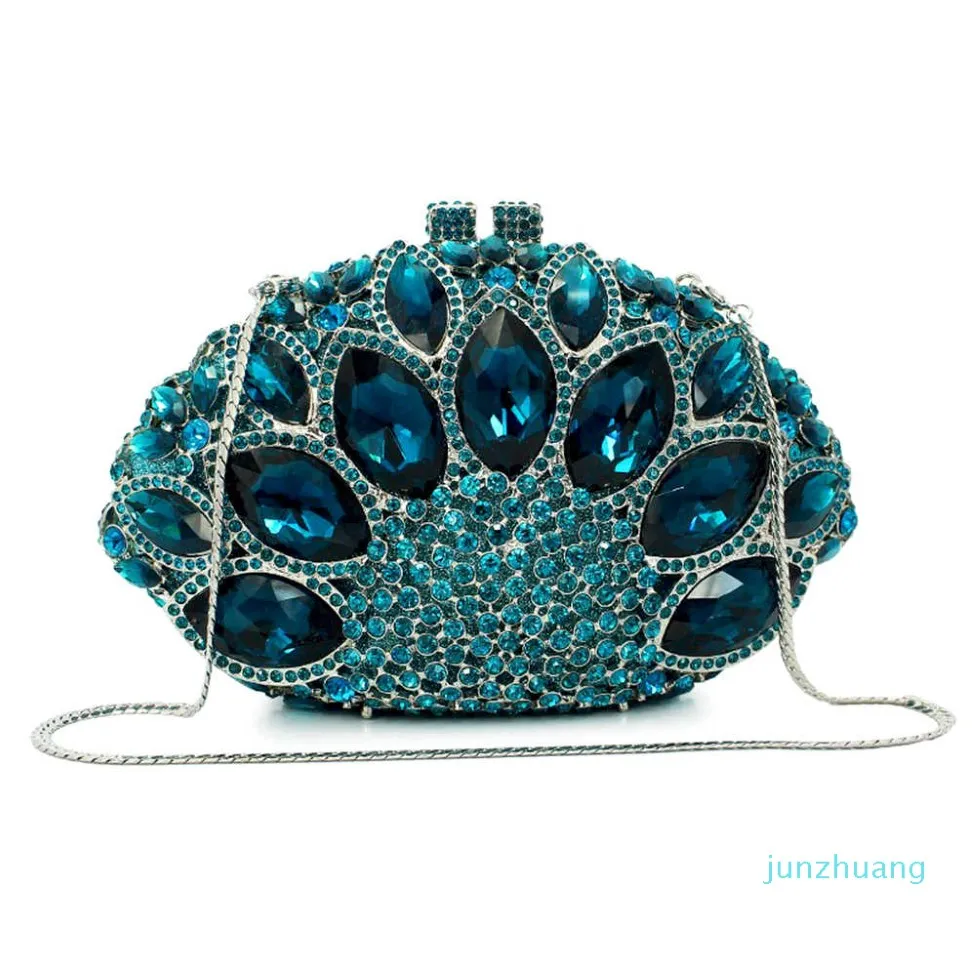 Designer - Crystal Party Purse Femme Claaillement de mariage Sac à main en strass Hollow Out Paacock Sac de soirée