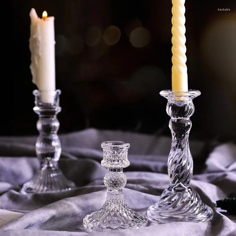 Candele Candele Vantina Crystal Crystal Glass Candlestick's San Valentino Cena romantica Cena a lume di candela Scatto di oggetti di scena per la casa Decorazione